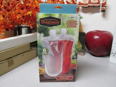 Meridian Point Originals 6 Pcs Reusable Drink Bags Plastic Home Travel Camping