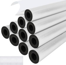 10 Pack Self-Adhesive Pipe Insulation Sleeve, Pre-Slit Foam Tube with Aluminum F