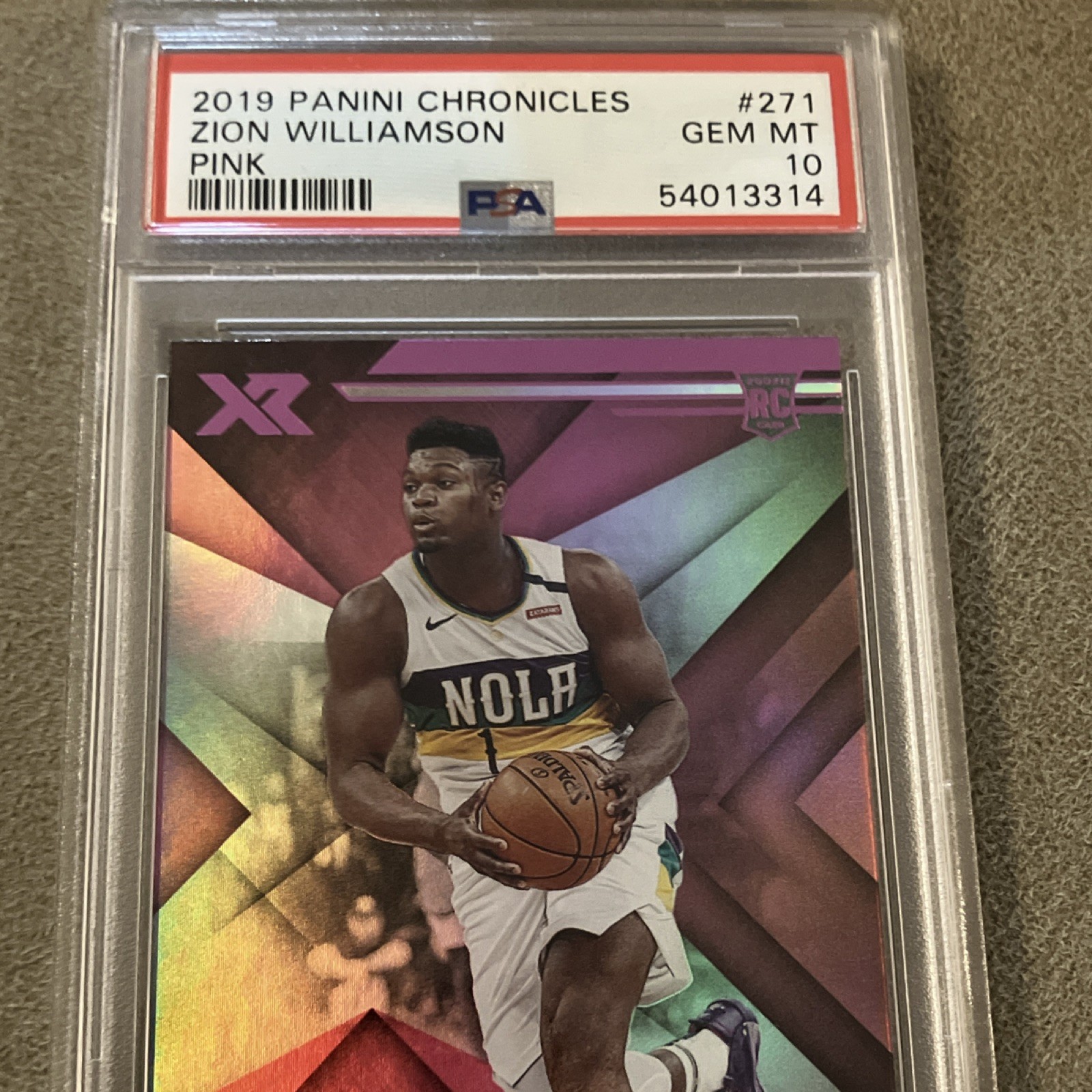 2019-20 Panini Chronicles XR Zion Williamson #271 Pink Rookie PSA 10 Pelicans