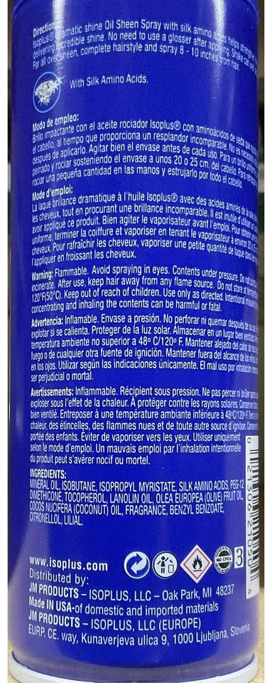 Spray acondicionador regular para el cabello Isoplus Oil Sheen, 7 OZ Foto 3 de 3