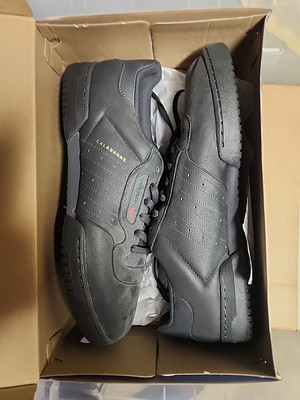 Adidas Yeezy Powerphase Calabasas Men s Size 14 Black Leather Shoes