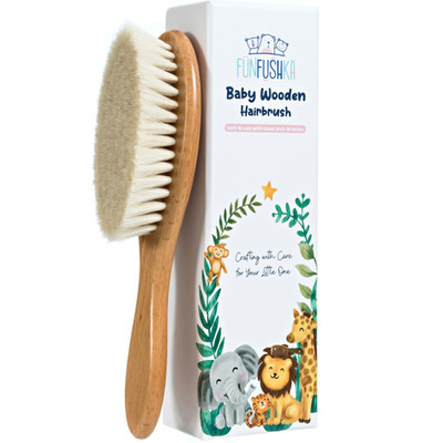 Baby Hair Brush - Ultra Soft Goat Bristles - Wooden Cradle Cap Brush for Newborn