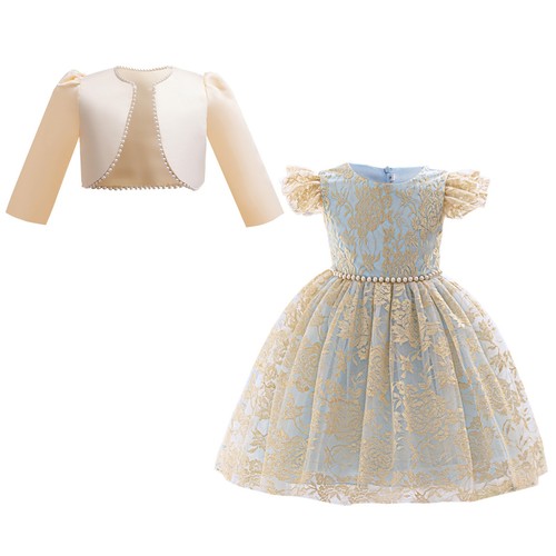 2Pcs Pearl Tutu Dress Princess Kids Girls Christmas Pageant Bridesmaid Prom Gown - Picture 7 of 24