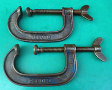 ENGINEERS PAIR OF  4" RECORD G CLAMPS FINE THREAD BUTTERFLY HANDLE