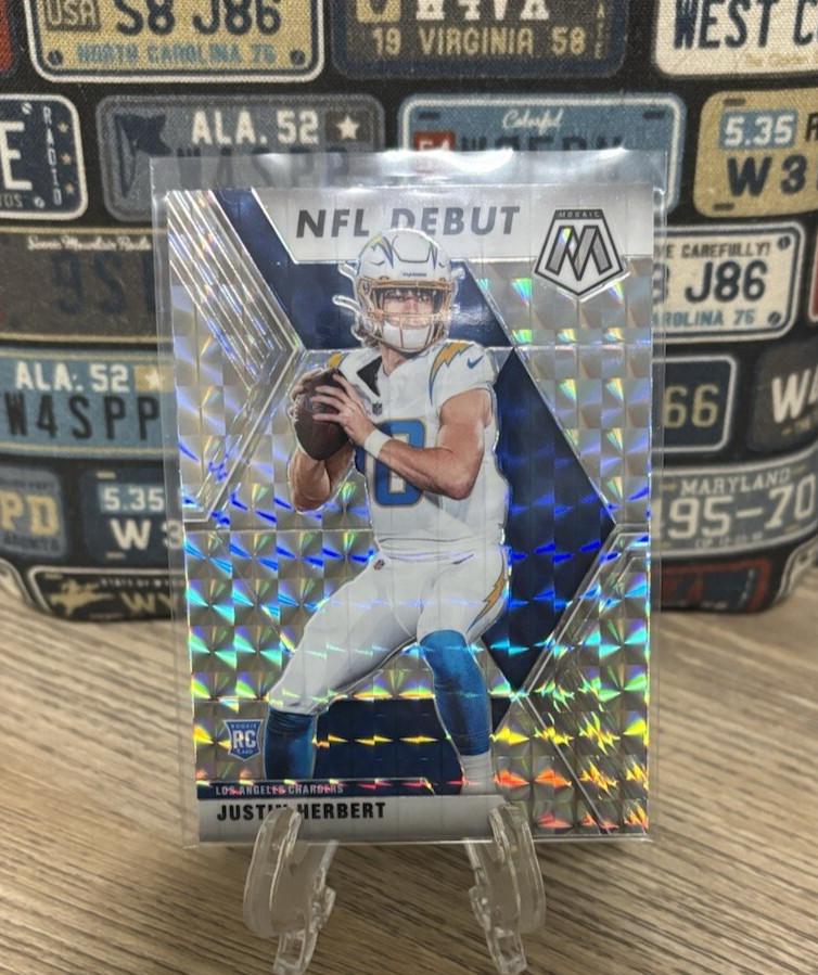  2020 Mosaic Justin Herbert MOSAIC SILVER PRIZM Rookie RC NFL Debut #263 Charger