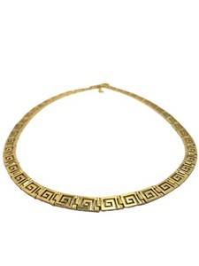 Authentic 18K Gold Plated Silver Greek Key Necklace, Meander Pattern, Infinity and Unity