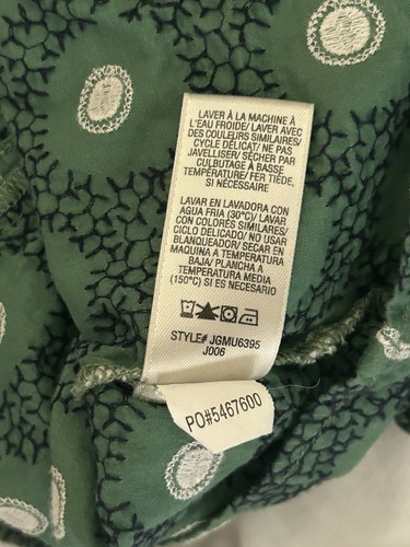 Juicy Couture Cotton Embroidered Button Up Blouse Green & Navy 12 (Fits Small) - Picture 8 of 9