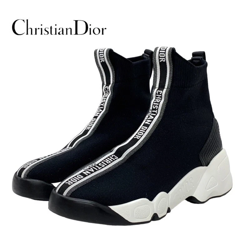 CHRISTIAN DIOR SAINT DIOR BASKETS CHAUSSETTES BASKETS CHAUSSURES LOGO TRICOT NOIR