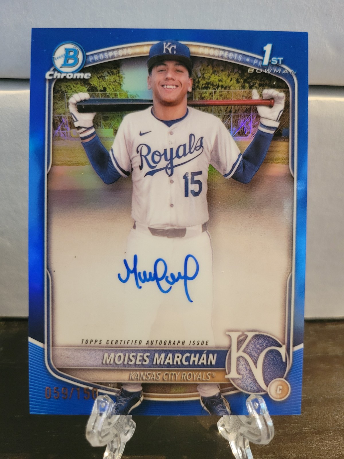 2025 Bowman Chrome Moises Marchan 1st Blue Refractor Auto /150