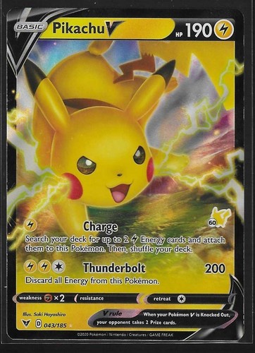 Pikachu V #043/185 - #60 Pikachu Stamped - Battle Academy - Pokémon TCG - LP - Afbeelding 1 van 2