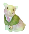 GSE - Fenton Glass Pig Piglet Figurine - Burmese - Hand Painted Green Suit