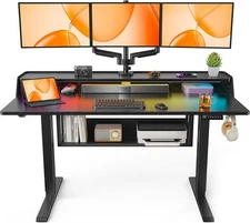 Ergear Standing Desk, 55" X 28" Electric Height Adjustable Desk with Storage She