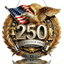 250th Anniversary Decoration Wooden Eagle Door Sign USA Freedom 250th-2663