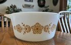 Vintage Pyrex Butterfly Gold Casserole Dish 474-B 1.5 Qrt Cookware Floral No Lid
