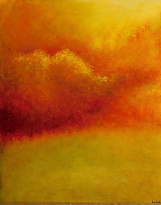 Original Öl- und Mischtechnikgemälde von Nalan Laluk: ''Roter Himmel bei Nacht''