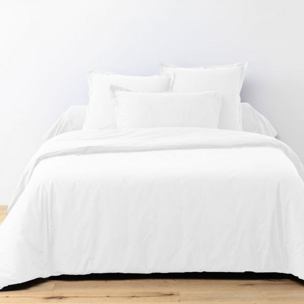Parure de drap blanc 180x290 cm en pur coton avec drap housse 90x190 pour lit simple