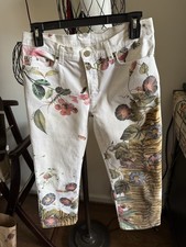 Roberto Cavalli Jeans Capri Pants Floral Sparkle   FABULOUS   size M