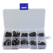 E Clip Snap Business Industrial 10 Sizes 580 Pcs / Set Black Carbon Steel