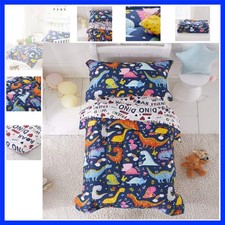 4 Piece Toddler Bedding Set, Standard Size Colorful Dinosaur Printed on Navy,...