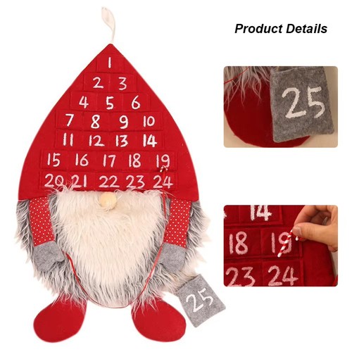 With 25 Days Pocket Christmas Hanging Calendar Portable Advent Calendar Party - Picture 5 of 8