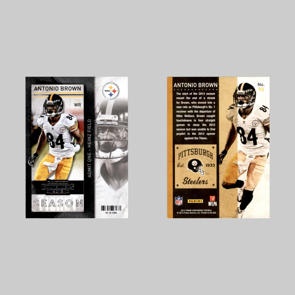 Antonio Brown #90 2013 Panini Contenders Pittsburgh Steelers Football Card NFL - Image 3 of 3