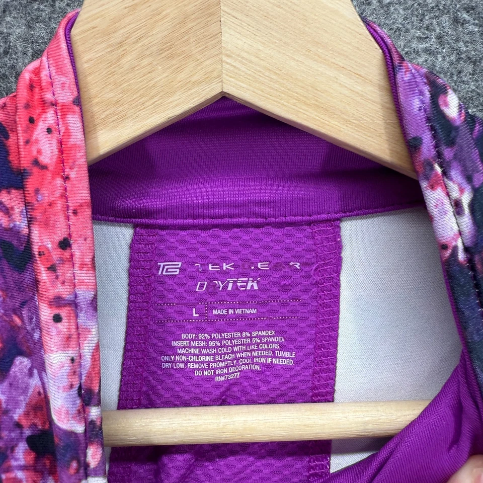 Tek Gear 运动服运动夹克女式 L 大号紫色花卉全拉链活动 — 第 3/4 张图片