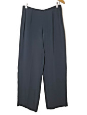 Armani Made In Italy Womens 12 Black Wide Leg Trouser Pants High Rise Flat Front