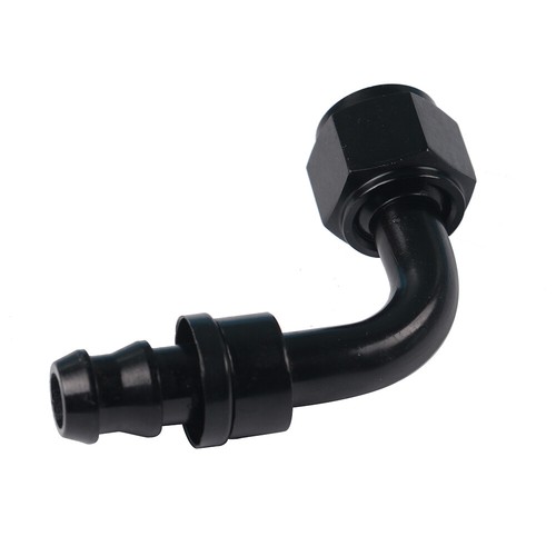 AN8 8AN 90 Degree Hose End Fitting Push Lock / Push On Adapter Universal Black - Picture 4 of 7