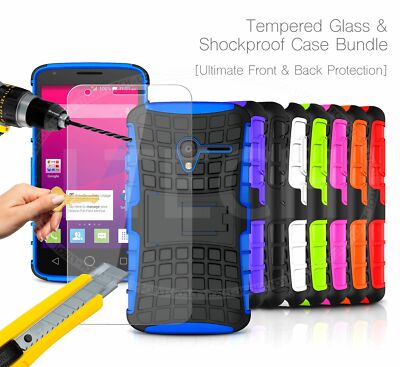 Shockproof Stand Case für Huawei P Smart 2019 & Hartglas Displayschutz