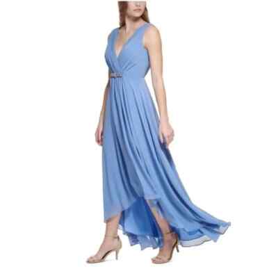 Eliza J Periwinkle Blue Embellished High/Low Chiffon Dress Size 10 $188