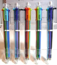 LOT of 5 Multi Color 6 in 1 Color Ballpoint Pens-USA Seller