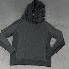 Nike Hoodie Women S Jacquard Rally Sweatshirt Black Pockets Pullover Funnel Neck