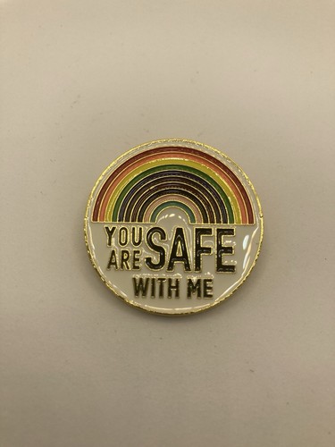 Gay Pride Rainbow Color Brooch Pins You Are Safe With Me Badge Lapel Pins ALLY - Picture 2 of 4