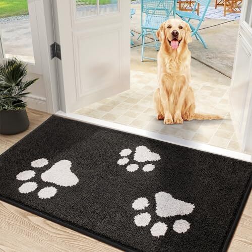 Front Door Mat, Dirt Trapper Doormat for Muddy Paws, x Black