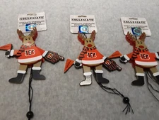 3 Topperscot Wooden Christmas Cheering Reindeer Ornament Cincinnati Bengals NEW