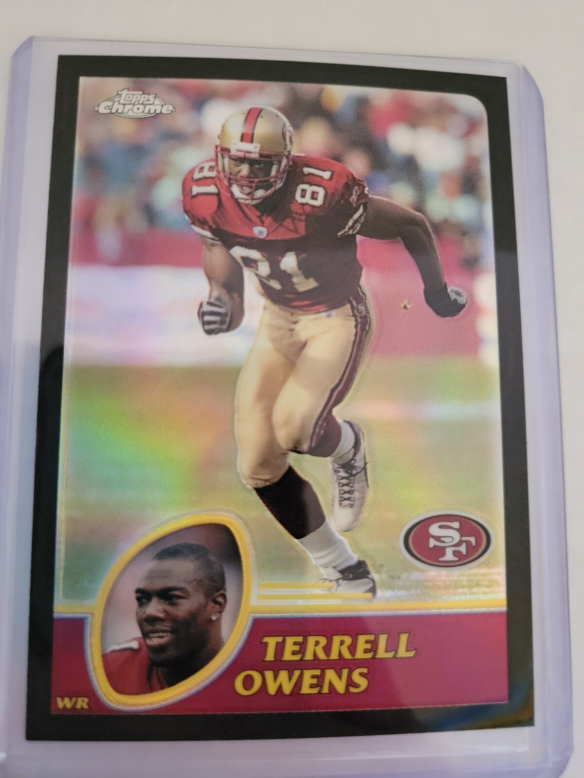 2003 TOPPS CHROME BLACK REFRACTOR #/599 TERRELL OWENS 49ERS #97
