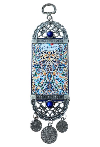 Vintage Turkish Evil Eye Nazar Wall Hanging Mini Carpet Rug Tapestry Alloy 7.5”