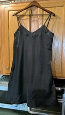 19MM Silk Slip Dress 100 Mulberry Silk Slip Dress Sleepwear Chemise Black Large