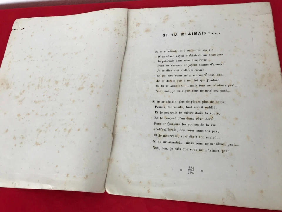 VINTAGE ANTIQUE PARTITURA SHEET MINI BOOK SI TU M AMAIS VERA MARTYNOW LOUIS DENZ - Image 4 of 4