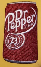 Dr Pepper can Embroidered Patch approx 2x3.5"