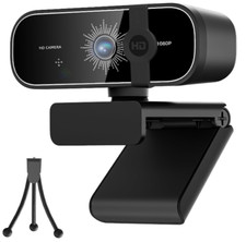 C28 1080P Webcam w/ Privacy Cover and Tripod Stand PC Camera Noise-Canceling Mic