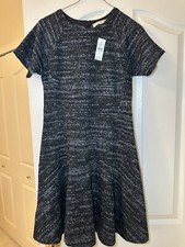 NWT Ann Taylor Loft Black and Grey Short Sleeve A-Line Dress Size 2