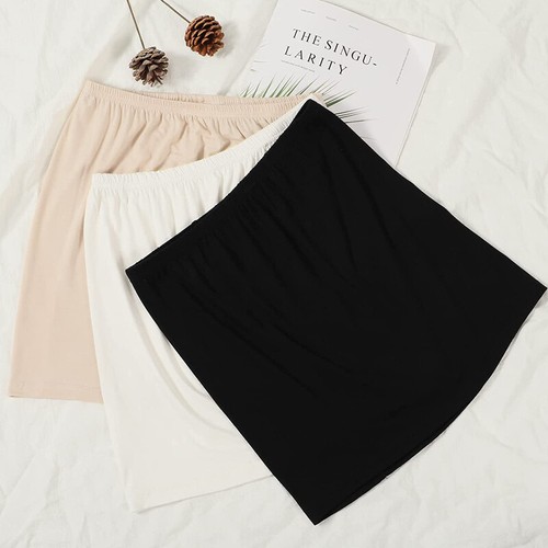 Women Safety Skirt Half Slip Underskirt Petticoat Under Dress Mini Skirt Elastic - Picture 9 of 13