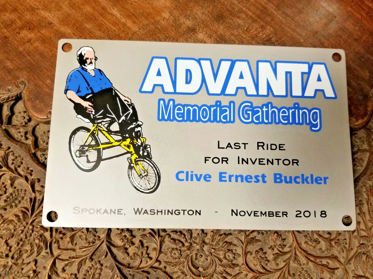 Advanta Ride Rite Bike Memorial Aluminum Plaque Inventor Clive