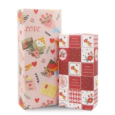 Red Flower Gift Wrapping Paper4 Sheet Love Heart Wrapping Paper Rose Craft Pa...