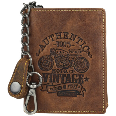 Greenburry Cafe Racer Leder Biker Wallet Geldbörse Portmonee mit Kette 0834