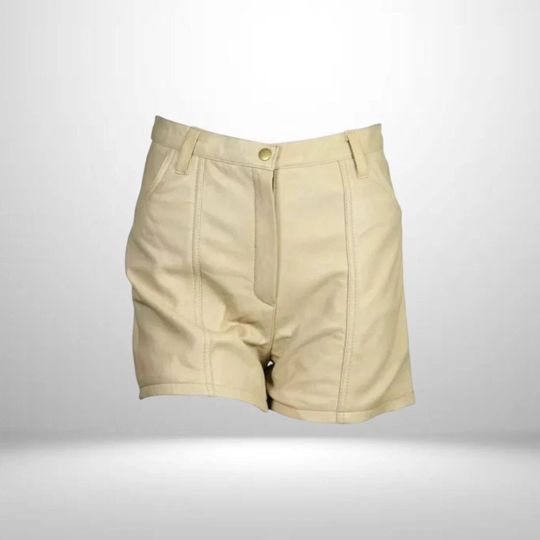 Handmade Men's Genuine Off White LeatherLambskin Shorts Gym Boxer Soft Pant