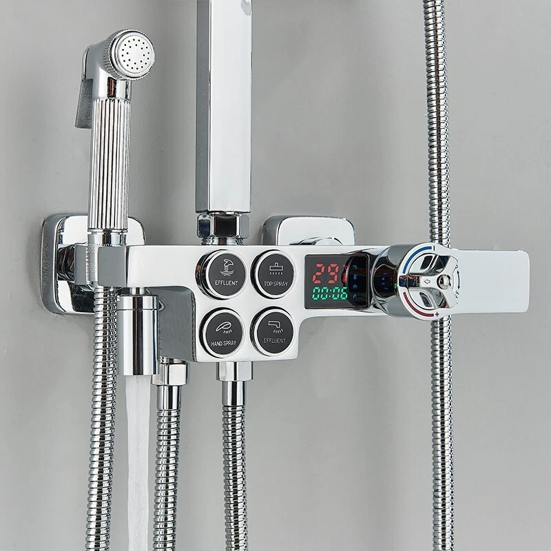 Thermostat Duschsystem LED Edelstahl Duschset Duscharmatur Duschkopf Handbrause - Bild 4 von 4