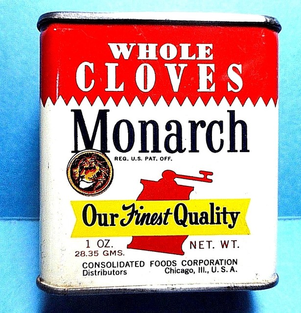 Vintage "Monarch" Brand Cloves Spice Tin FREE SHIPPING eBay