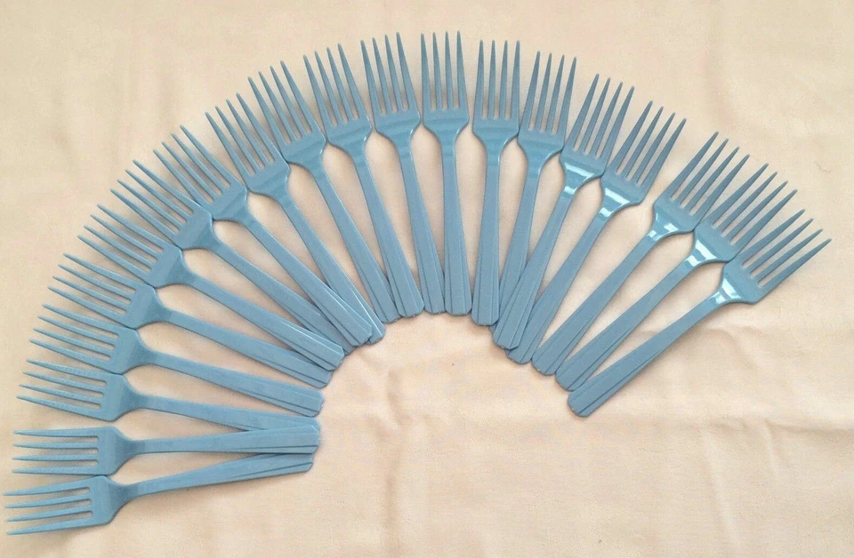 20 horquillas de plástico reutilizables para fiesta de cumpleaños cubiertos vajilla comprar paquete de 2 obtener 1 gratis Foto 2 de 4